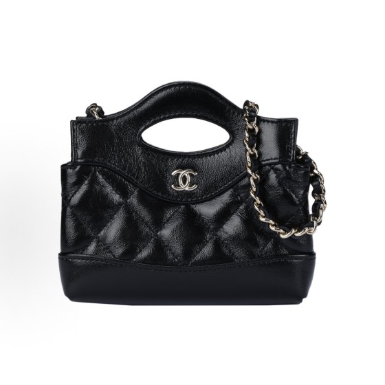 CHANEL 31Bag 24S Gold buckle shoulder crossbody bag, super mini black